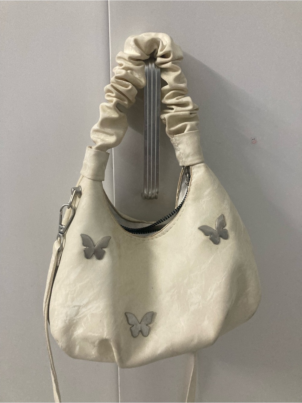Cream Butterfly Accent Mini Shoulder Bag